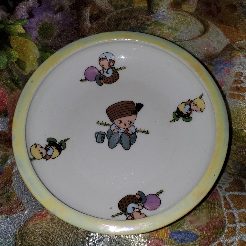Sweet Ceramic Antique Baby Child Porridge Feeding Bowl Union K Czechoslovakia